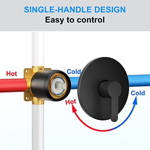 Kurpot Tub Shower Faucet Set, Matte Black Shower Faucet With Valve, 8 Inch High Pressure Rain Shower Head, Tub Spout And Shower Tub Kit, Single-Handle Shower Tub Faucet Set #TOP4