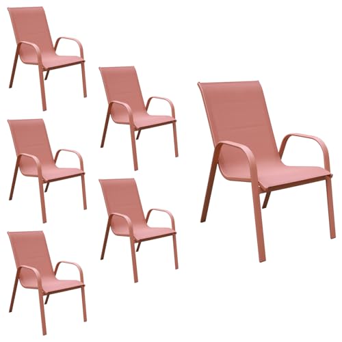 Lot de 4 chaises MARBELLA en textilène terracotta aluminium terracotta