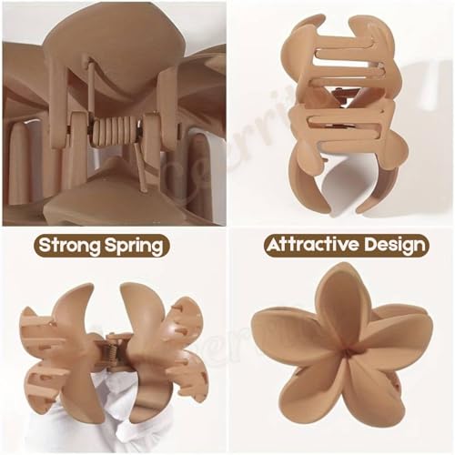 Image of Cerrito Flower Hair Claw Clips for Women Girls - 6 Pcs Small Strong Hold Clamps for Thick Thin Hair, Matte Nonslip, Neutral Floral Claw, Styling Hair Accessories, Ponytail Holder, Multicolor