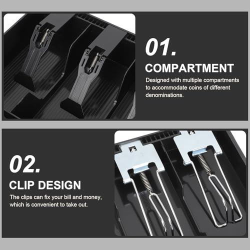 YARNOW Kassenbox mit 8 Fächern aus Acryl und Eisen Festes Pressdesign Schwarz für Drogerien und Supermärkte zur Sicheren Geldaufbewahrung – Bild 6