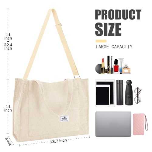 Image of Corduroy Tote Bag for Women Small Satchel Bag Mini Tote Bag Aesthetic Crossbody Handbag - School Work Travel Shopping