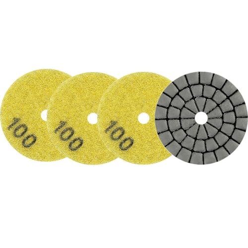 Vibsky Lot de 4 disques abrasifs de 50 mm pour carreaux de granit, marbre, tampons de polissage humides et secs, grain 100