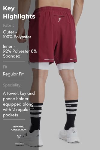 Image of FUAARK 2 in 1 Compression Shorts for Men for Gym, Sports, Running & Cycling Activities with Pocket