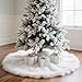 30 Inch Wool Fur White Christmas Tree Skirt Plush Velvet Tree Skirt Base Cover Floor Mat Christmas Party Christmas Tree Decoration