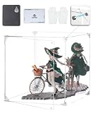 COOLTAKU フィギュアケース アクリル UVカット クリア台座 背面ミラー マグネット式 磁石付き 前扉 積み重ね強化 コレクションケース より堅固 組み立て式 アクリルケース ディスプレイケース 防汚れ 手袋 クリーニング クロス付き 内寸 (幅30×奥行30×高さ30cm, 台座透明＋背面ミラー)