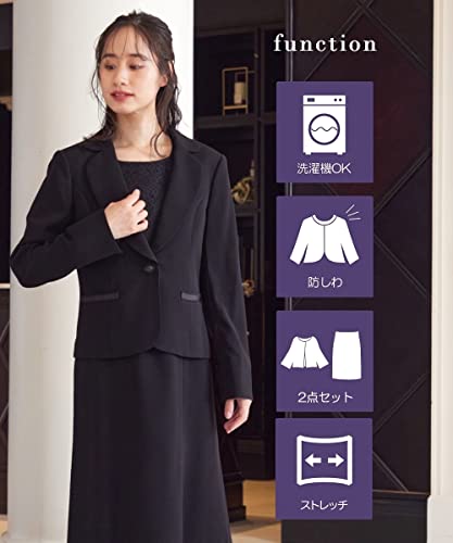 [ニッセン] ブラックフォーマル 喪服 礼服 夏 洗える 防しわ ストレッチ テーラード アンサンブル ジャケット レース使い 前開き ワンピース オールシーズン 大きいサイズ 4枚目