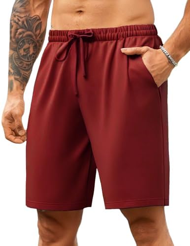 COOFANDY Mens Casual Shorts 9 inch Inseam Stretch Beach Shorts Elastic Waist Drawstring Summer Shorts