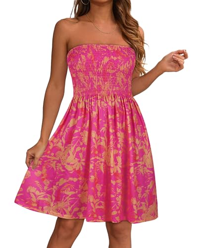 Image of elescat Summer Dresses for Women 2026 Strapless Casual Beach Cover Ups Tube Top Sundress