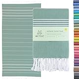 WETCAT Turkish Beach Towel Oversized (38'x71') 100% Turkish Cotton, Made in Turkey - Sand Free, Extra Large, Ultra Soft, Quick Drying, Compact & Lightweight for Travel - Teal