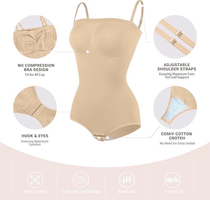 Image of ALYNE Strapless Shapewear Bodysuit for Women | Tummy Control Full Body Shapers | Seamless Snatched Bodysuit for Under Dresses
