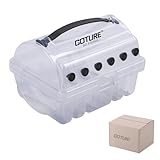 Goture Anti-Tangle Fishing Line Storage Box, 6 Slots (2 Large + 4 Standard) Portable Clear PP Spool Box with Silicone Exit Holes & Handle, Water-Resistant Leader Spool Organizer for Fishing Gear