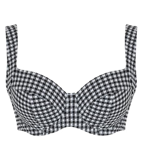 Panache Women's Olivia Gingham Wired Bikini Top Non-Padded Full Cup Supportive Fit4