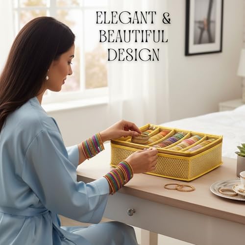 5 Rod Bangle Organizer Box for Women | Pink Transparent PVC Jewellery Storage Pouch with Zipper | Chudi, Kada, Churi Holder Case | Bangles Organizer for Travel & Wardrobe | Pink | Pack of 1