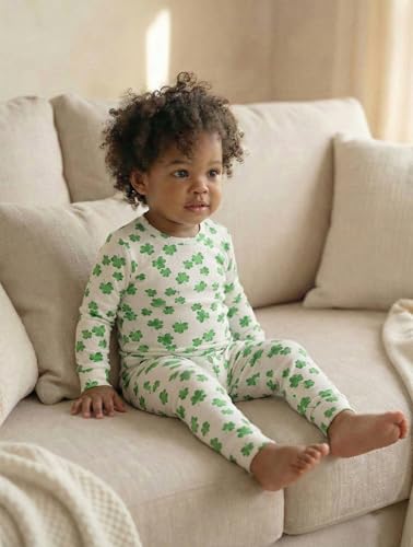 moimoln Soft Cotton Modal Baby Toddler Boys Girls Snug fit Pjs Daily Long Sleepwear Clover Dreams 3T