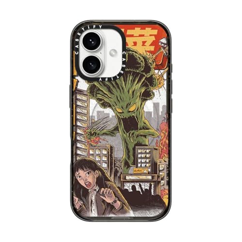 CASETiFY Impact iPhone 16 Case [4X Military Grade Drop Tested / 8.2ft Drop Protection/Compatible with Magsafe] - Broccozilla - Clear Black