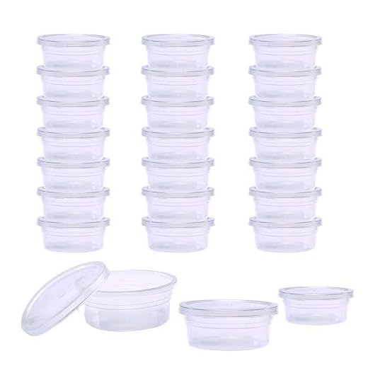 Pawaca - contenedores de plástico para babas, 24 unidades, reutilizables, redondos, con tapas para bola de espuma de 20 g, polipropileno, transparente, 6.8x5x2.9cm