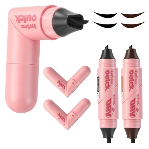 ALIIP Tampon Eyeliner Yeux à Double Pointe, Eyeliner Stamp Noir et Marron, Eyeliner Waterproof Longue Tenue à Séchage Rapide Haute Pigmentation, Pliable pour Débutant Maquillage Quotidien et Fête