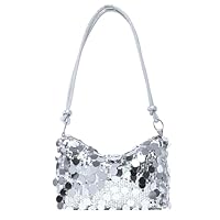 CHUANFU Pochette Argent à Paillettes, Sac de Soirée Femme, Élégant Sac à Bandoulière avec Chaîne, Pochettes et Clutches Scintillant, pour Cérémonie Mariage Parti Prom