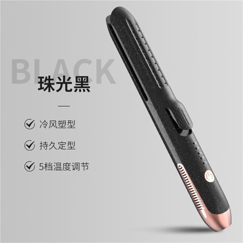 Plancha para el cabello de doble función, alisadora y rizadora, con revestimiento cerámico, voltaje 110-230 V, color negro perlado miniatura 2