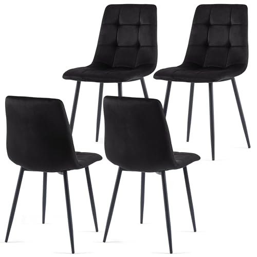 Homedot Black Dining Chairs Set of 4, Modern Upholstered Velvet