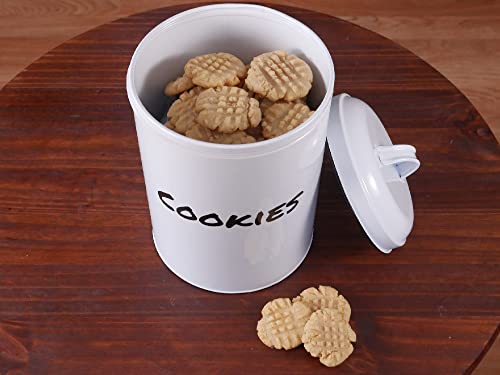 Kovot White Vintage Farmhouse Cookie Jar Airtight Food Storage Container with Lid for Cookies, Biscuits, Baked Treats, Snacks Gift for Housewarming, Birthday, Wedding, Christmas