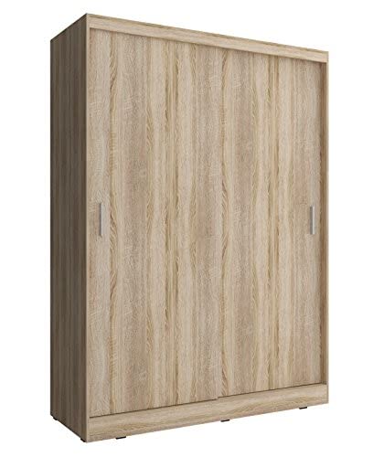 mb-moebel Armoire de Chambre avec 2 Portes coulissantes l Dressing Garde-Robe Penderie (Tringle) avec étagères (LxHxP):150x200x62 Kuba A1 (Sonoma) Cover