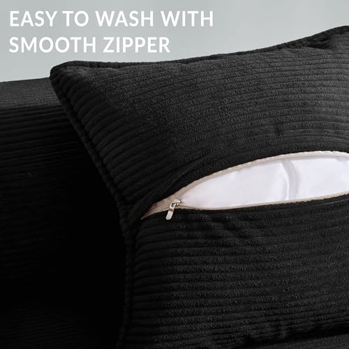 MOEYURO Compression Sofa - 78''Convertible Floor Sofa Bed - with Pillow Back Support Armrest - Comfy Foldable Sofa Bed Compressed Sofa in Box - Corduroy Fabric - for Living Room Bedroom(Black)