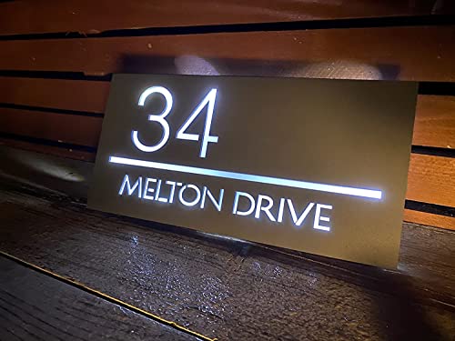 Led House Numbers Sign, Waterproof Solar Address Signs For Yard, Solar Powered Led Illuminated Address Plaques For Houses & Home (11.8 X 5.9 Inches, Matt Light Grey) #TOP2