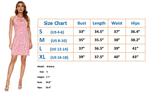 Valpeak Halter Dresses For Women Beach Casual Floral Sun Dress Sleeveless Summer Midi Tank Dress Coverup Upf50+ (Pink,M) #TOP4
