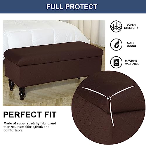 Image of FUANGUI Ottoman Cover Stretch Storage Ottoman Bench Slipcover Printed Folding Storage Bench Ottoman Cover Footrest Stool Slipcover Footstool Protector Cover with Elastic Bottom, Large