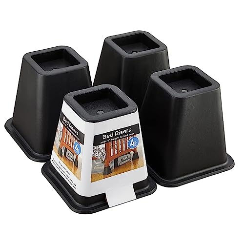 Aserell Risers Feet,4Pcs 6" Heavy Duty Bed Chair Risers Feet Leg Lift Furniture Extra Raisers Stand Adjustable Chair Sofa Riser Heavy Duty Feet Bed Risers Black (6 inch Black)