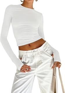 JEROZIYANT Women\'s Long-Sleeved Shirt, Basic T-Shirt, Slim 