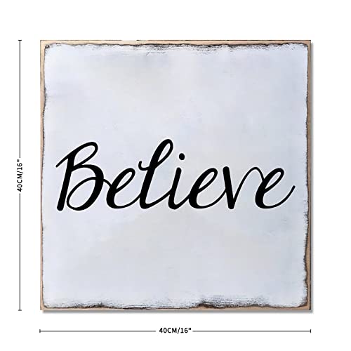 Panneau décoratif en bois Believe, objet mural noble 40 cm