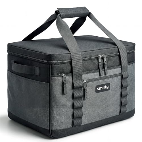 SMIRLY 37L Cool Bag, Large Insulated Picnic Bag and Camping Bag, Grey