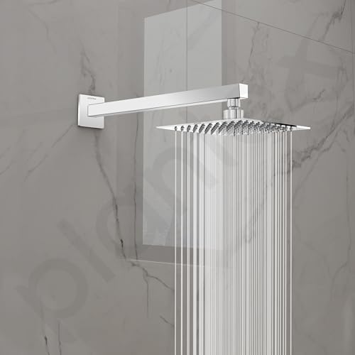 Image of Plantex 14-Inch Shower Arm for Overhead Shower /Stainless Steel Shower Pipe /Wall Mount Bathroom Fitting with -Inch Thread - Pack of 1 (Chrome)