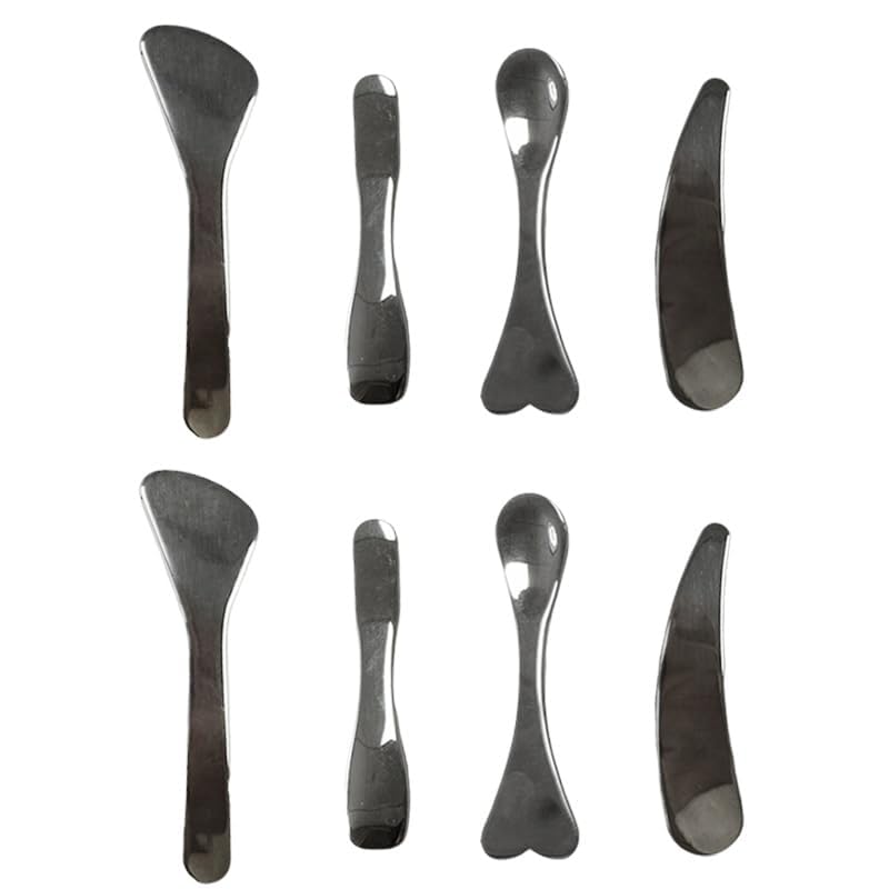 8Pcs Mini Metal Cosmetic Beauty Spatulas, Stainless Steel Skincare Spatulas,Small Makeup Spatula, Makeup Cream Spoon,Mini Beauty Heart Spoons for Mixing and Sampling Masks Skin Care Creams Eye Cream