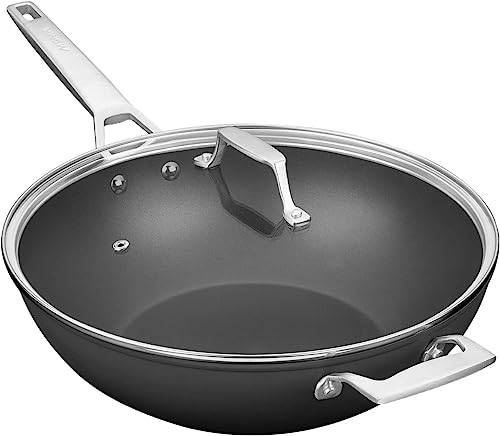Msmk Large 12.5 Inch Non Stick Wok Pan With Lid, Flat Bottom, Carbonize Also Nonstick, Scratch-Resistant, Pfas Pfoa Free Non-Toxic, Stay-Cool Handle, Induction Big Stir Fry Pan #TOP6