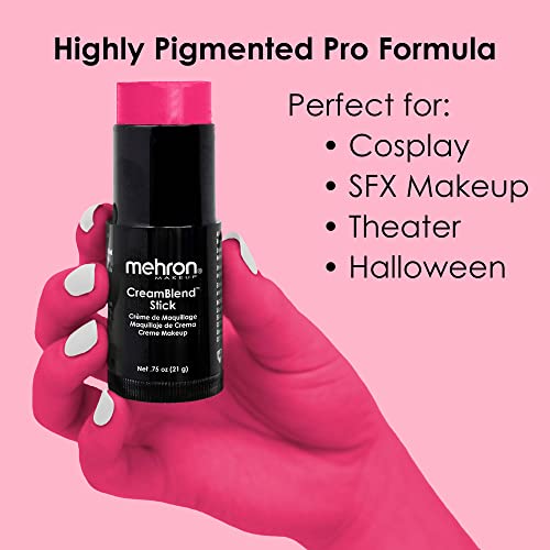 Image of Mehron Makeup CreamBlend Stick | Face Paint, Body Paint, & Foundation Cream Makeup | Perfect for Halloween .75 oz (21 g) (Pink)