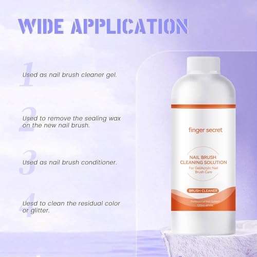 Image of Nail Brush Cleaner & Revitalizing Solution - Fast-Acting Cleaner for Acrylic Brushes, Airbrushes, Gel Nail Brush,Art Brushes & Nail Tools - Restores Softness and Extends Brush Life120ml