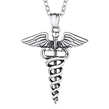 U7 Medical Necklace for Men Women Stainless Steel Chain Nurse RN Pendant