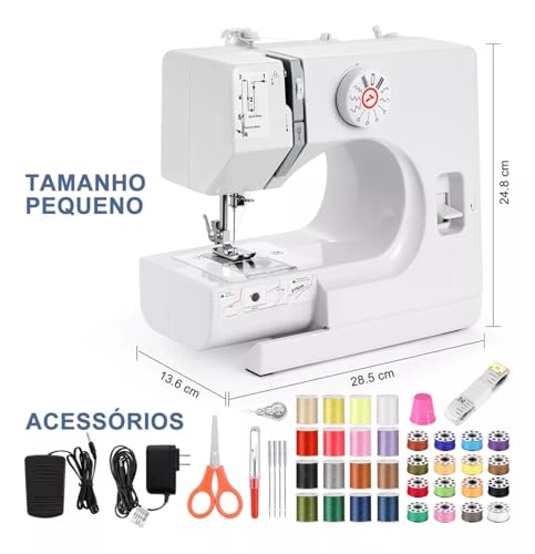 LuxLam Mini máquina de costura,máquina de costura elétrica portátil para iniciantes,velocidade dupla