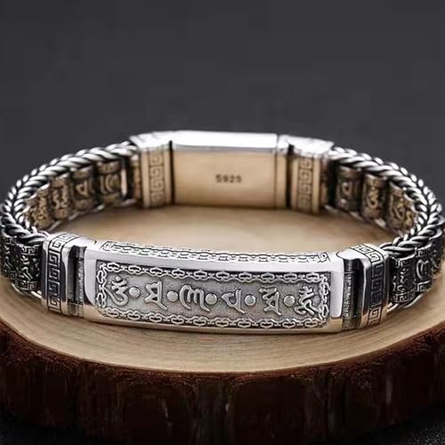 Feng Shui Bracelets for Men Women, Retro Six-Character Mantra Bracelet, Tibetan Buddhist Bracelet, 925 Sterling Silver Wealth Meditation Amulet Bring Good Luck, Personalized Jewelry3