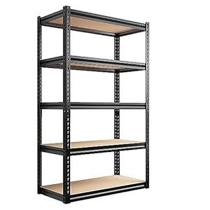REIBII 72″ Garage Shelving Heavy Duty Storage Shelves 2000LBS Garage Shelves 5 Tier Metal Storage Shelving Unit Adjustable Garage Storage Shelves for Craft Warehouse Pantry Basement 72”*35.5”*11.8”