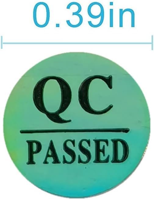 Close-up of a single BIFANS QC Passed Sticker with size measurement