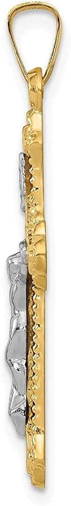 Miniatura 2 de Diamond2Deal Colgante de crucifijo INRI chapado en oro amarillo de 14 k para mujer (L- 1.260 in, W- 0.650 in), Oro amarillo