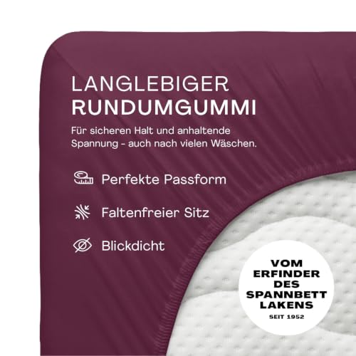 schlafgut Casual Spannbettlaken 120x200 cm 100% Bio-Baumwolle, Purple Deep – Ansicht 3