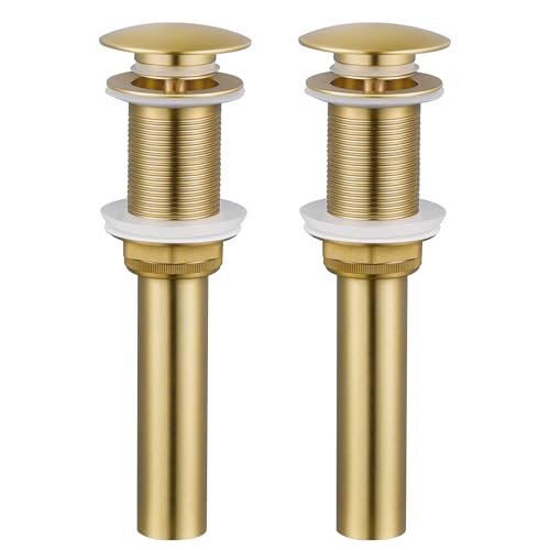 KES Sink Drain Stopper, pop up drain for bathroom vessel sink, brushed gold, 2 pack