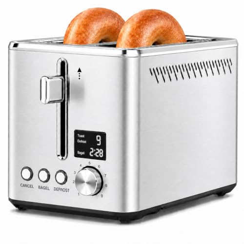 Toaster-2-Slice-Stainless-Steel-Digital-Timer-Wide-Slots9-ShadesSilver Toaster 2 Slice Stainless Steel, Digital Timer, Wide Slots,9 Shades(Silver) - Image 1