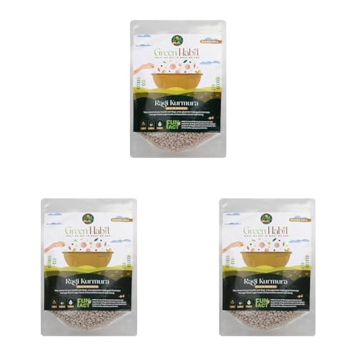 Image of Greenhabit Ragi KURMURA MURMURA aka Ragi Puff for Healhty Breakfast Snack Food (200 gm pack of 3)