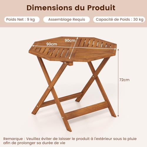 Table de salle à manger extérieure 90cm pour optimiser les petits espaces - 4